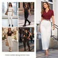 thumbnail image 7 of JYLFC Womens Short Sleeve Polo Shirts V Neck Collar Knit Top Casual Work Shirt for Summer, Claret 2XL, 7 of 7
