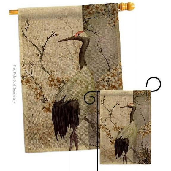 Breeze Decor S120264-DB Red Crowned Crane Animals Bird 28 x 40 in. Double-Sided Decorative Vertical House Flags Set for Decoration Banner Garden Yard Gift