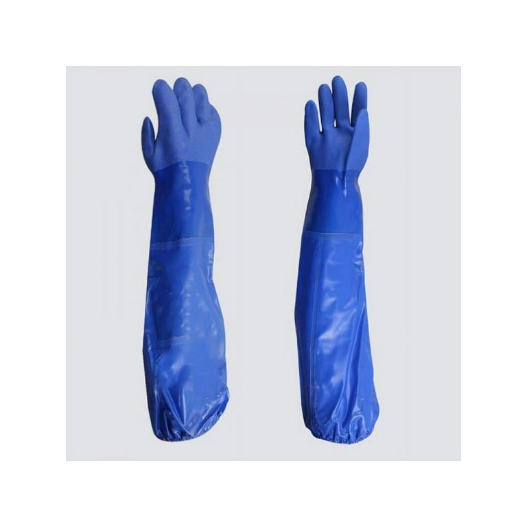 1 Pair Waterproof PVC Work Gloves Fishing Gloves Long Sleeve Rubber Gloves, Men's, Size: One size, Blue