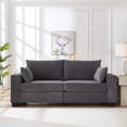 thumbnail image 3 of 78" Corduroy Sofa,3 Seater Sofa with Extra Deep Seats,Modern Upholstered Couch with USB,Cup Holders & Side Pocket,2 Pillows for Living Room,Gray, 3 of 8