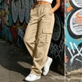 thumbnail image 6 of Xaqiouau Women's High Waist Cargo Jogger Pants Casual Utility Trousers with Multi Pockets Elastic Waist for Outdoor Hiking Work, 6 of 9