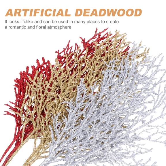 PENIKOKO 12Pcs Glitter Artificial Leaves Decoration for Holiday Tree Fillers in Assorted Color