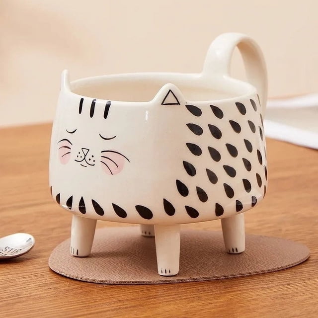Wzzjkit Kitchen Gadgets Four-legged Ceramic Cup Home Office High Value Coffee Breakfast Cup