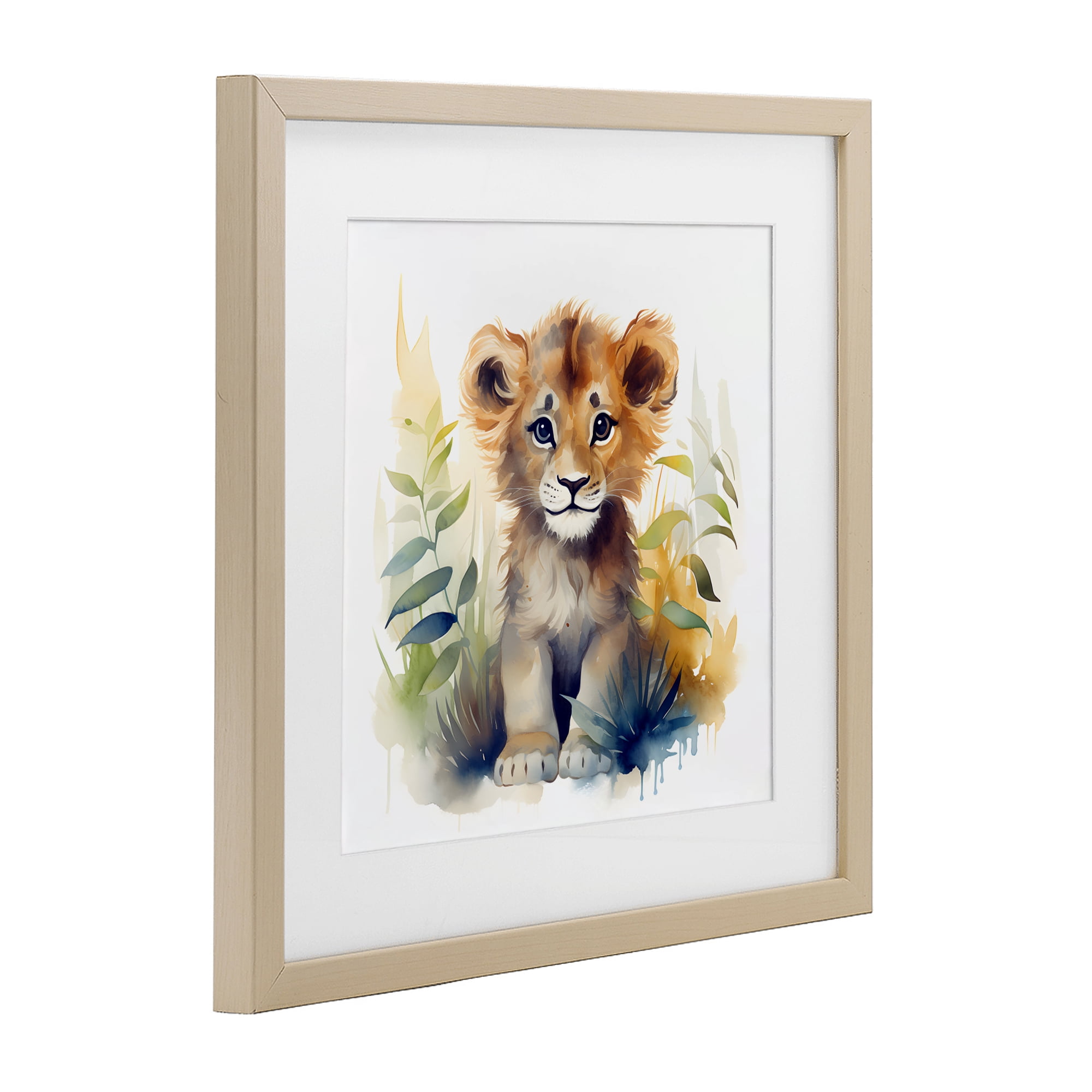 Stupell Industries Crafty Critters Lion Birch Framed Print Under Glass, design by Steve Hunziker