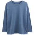thumbnail image 4 of Camiseta de mujer Blusa suelta de manga larga de color sólido Blusa tipo sudadera, Azul, L Yuarrent AP001130-22, 4 of 7