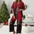 thumbnail image 2 of Drie Christmas Jogger Pajama Pants Women's Pajama Sets Button Down Loungewear Short Sleeve Sleepwear 2 Piece Pants Pjs Set with Pockets Red,L, 2 of 5