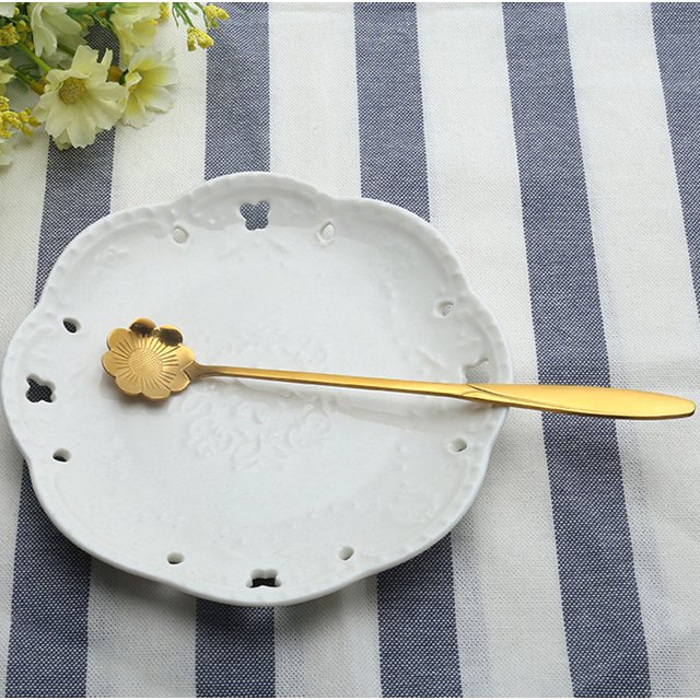 Agiferg Vintage Flower Shape Icecream Tea Coffee Spoon Small Condiment Spoons Sugar Soup