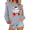 thumbnail image 2 of Women's Jingle Bell Print Christmas Sweatshirt Round Neck Hoodless Loose Fit Casual Holiday Wear, 2 of 6