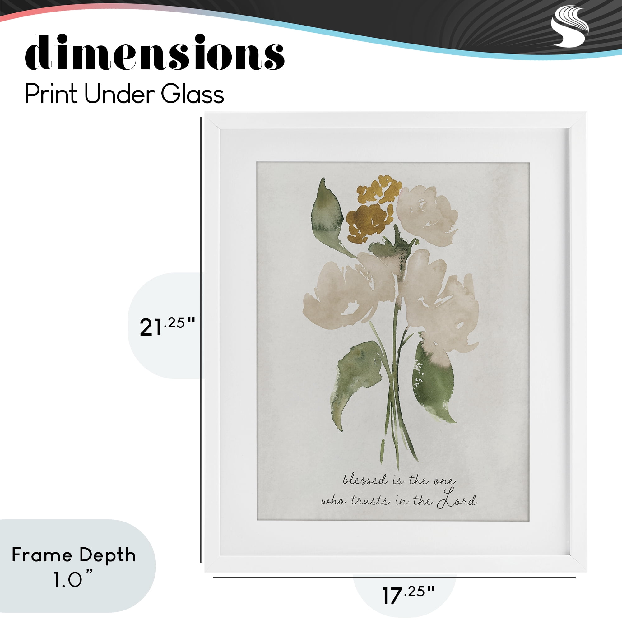 Stupell Industries Who Trusts In The Lord Flowers White Framed Print Under Glass, design by Lucille Price