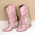 thumbnail image 4 of Gubotare Boots for Women Western Boots Ladies Vintage Wide-calf Boots Mid Calf Fashion Festival Boots for Women (Pink,9), 4 of 5