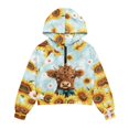thumbnail image 4 of Xoenoiee Highland Cattle Sunflower Daisy Print Girls Half Zip Hoodies Fleece Pullover Sweatshirt Long Sleeve Winter Clothes with Pocket for Kids Teens, 7-8 Years, 4 of 7
