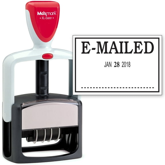 2000 PLUS Heavy Duty Style 2-Color Date Stamp with E-MAILED self inking stamp - Black Ink
