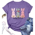 thumbnail image 4 of Easter Shirts for Women Bunny Print T Shirts Short Sleeve Crew Neck Graphic Tee Casual Top Purple XXXL, 4 of 4