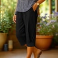 thumbnail image 4 of JUSLIO Womens High Waist with Pockets, Drawstring Casual Everyday Linen Capris, 4 of 5