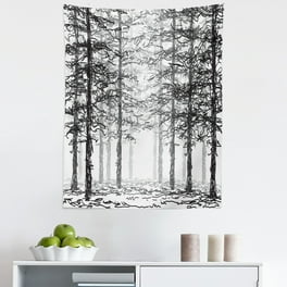 GCKG Black and White Sky Forest Tapestry Wall Hanging Nature Tall Tree Wall Decor Art for Living Room Bedroom Dorm Cotton Linen Decoration 60 x 80 Inches Walmart