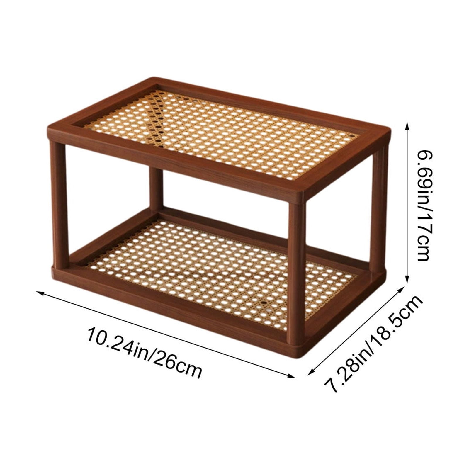 2-Tier Desktop Organizer, Multi-Layer Storage Shelf for Cups, Cosmetics, Office Supplies, Wooden Display Rack for Desk, Workstation, Kitchen, Bathroom, Home Organization
