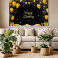 thumbnail image 6 of Black Gold Themed Happy Birthday Banner with Balloons Star Elements Party Backdrop Decor Background for Birthday Party Celebrations Photography Props Decorations, 6 of 8