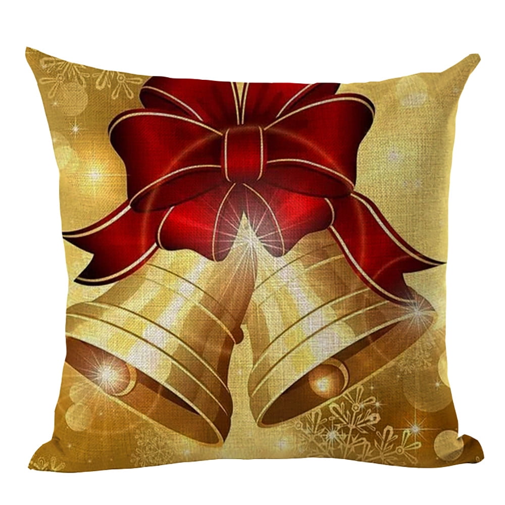 Merry Christmas Pillow Cases Linen Sofa Cushion Cover Home Decor Pillow