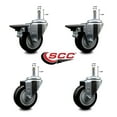 thumbnail image 2 of 3.5 Inch Black Poly Wheel Swivel 7/16 Inch Grip Ring Stem Caster Set 2 Brakes, 2 of 2