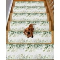 thumbnail image 2 of Eucalyptus Stair Treads for Wooden Steps Indoor Runner Rug Carpet, Sage Green Brown Leaf Boho Minimalist White 4 Pieces Peel and Stick Staircase Step Treads Covers Washable Throw Door Mats, 30"x8", 2 of 5