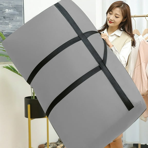 Heavy Duty Stronger Handles Storage Bags, for Organizing Bedding,Toys Reusable Moving Storage Totes with Zipper 23.62x43.3x13.77Inch Gray