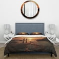 thumbnail image 3 of Designart "Beach Photo Sunset Charm X" Beach Bedding Covert Set - Coastal Beach Yellow Coastal Bed Set With 2 Shams, 3 of 6