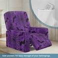 thumbnail image 4 of Renewold Bat Spider Web Print Purple Cover for Recliner Stretch Single Seat Couch Cover 4 Pieces Polyester Spandex Recliner Slipcover with Side Pocket for Home Halloween Decor, 4 of 8