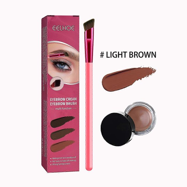 Cepillo de cejas multifuncional Bevel Wild Eyebrow Eyeshadow Contour Makeup Brush Cepillo de cejas portátil Crema para cejas Suit - Marrón claro | 32820