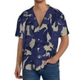 thumbnail image 7 of Lsque Lilies Flowers print Men's Cuban Collar Short Sleeve Shirt Summer Beachwear Casual Button Down Fashionable Vacation Leisure Shirt-Large, 7 of 7
