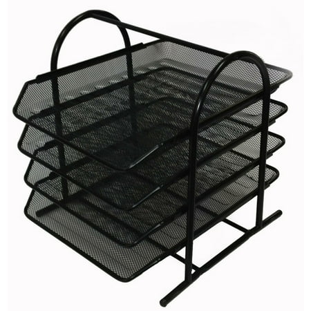 BUDDY PRODUCTS ZD018-4 Letter Tray, 4 Compartments, Black