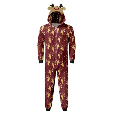 

ketyyh-chn99 Christmas Matching Pajamas for Family Mens Christmas Family Outfit With Mens Zip Christmas Deer Pajamas for Family