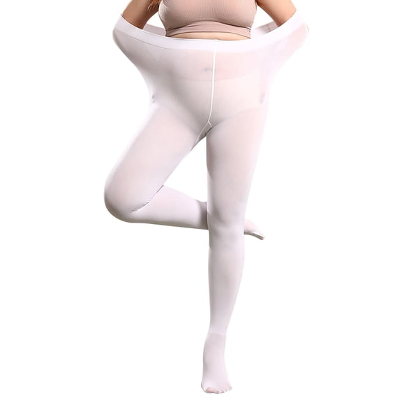WHEANG Pantyhose for Women Plus Size Velvet 80D Dance Practice Stockings Breathable High Elasticity Stockings Women's Stockings Tights White T Crotch Elastic Stockings Pantyhose WH1 M