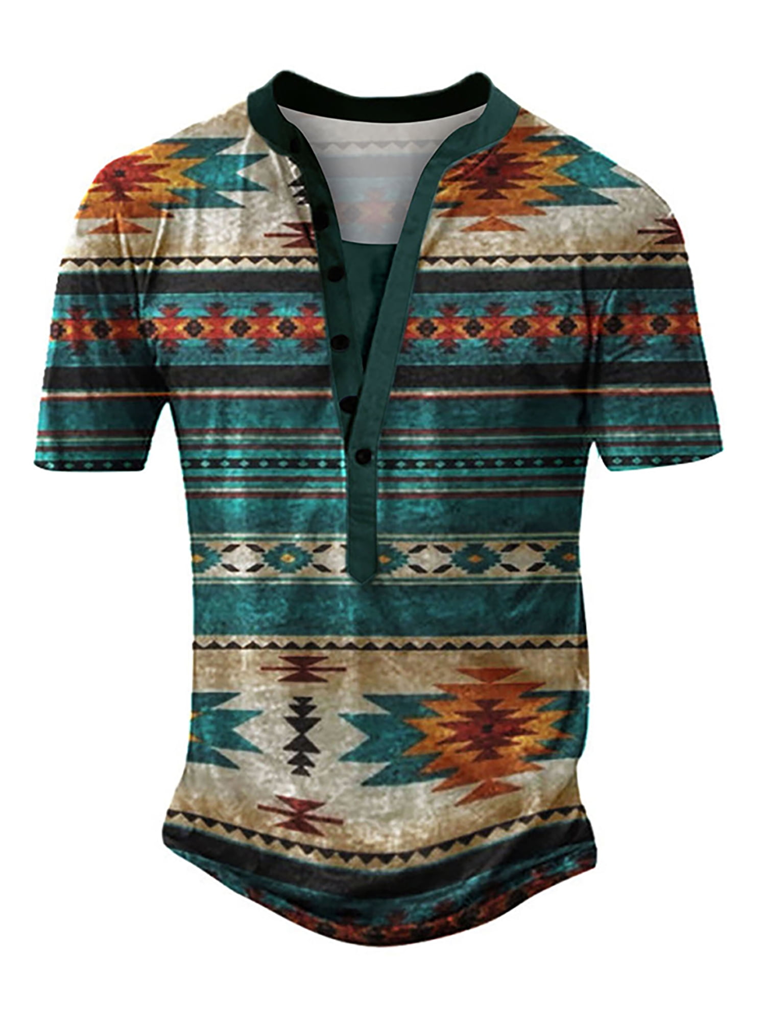 Lumento Men Summer Retro Sport Tshirt Fashion Floral Print Basic Tee