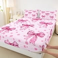 thumbnail image 3 of Manfei Teens Female Kawaii Bow Knot Twin Sheet Sets 3pcs,Dreamy Princess Twin Fitted Sheet Microfiber,Polka Dots Breathable Flat Sheet,Lightweight Room Decor, 3 of 7