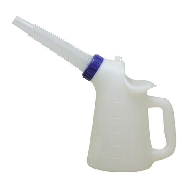 DYNWAVECA Oil Jug with Scale Automotive with Long Spout Sturdy Oil Measuring Container 1L