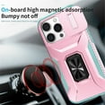 thumbnail image 2 of For iPhone 16 Pro Max Slim Fit Shockproof Hybrid with Slide Camera Cover & Rotated Ring Kickstand, [Military-Grade] Phone Case For iPhone 16 Pro Max 6.9",Pink Green,For iPhone 16 Pro Max, 2 of 8