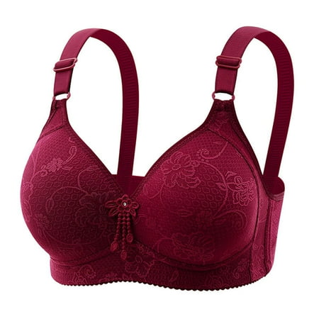 LLYWEY No Wire Bras for Women Plus Size Clearance Comfortable Bras Women Ladies Nursing Bra Style-258 Women s Plus Convertible Bra Feature Adult Female T-Shirt Sports Bras Red 42B