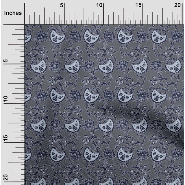 oneOone Coton Bio Popeline Sergé Feuilles & Motifs Floraux Imprimés BTY 42 Pouces de Large