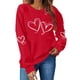 thumbnail image 1 of Uootdi Crew Neck Love Heart Printed Graphic Sweatshirt for Women Valentine's Day Tunic Tops Casual Holiday Long Sleeve Graphic Tee Tops Gift, 1 of 7