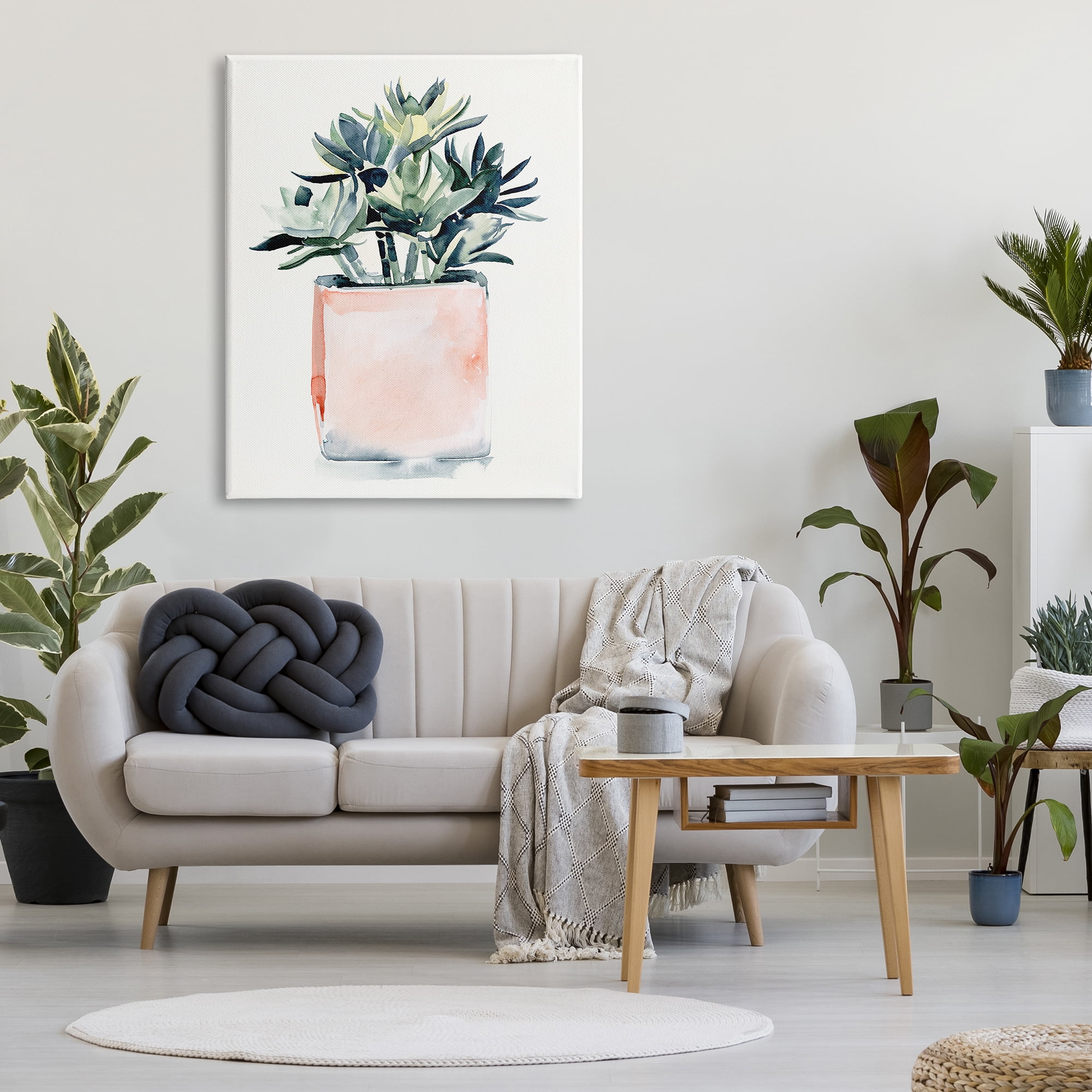 Stupell Industries Soft Potted Succulent Still-Life Indoor House Plant Coastal Painting Gallery-Wrapped Canvas Print Wall Art, 36 x 48, Design by Jennifer Paxton Parker