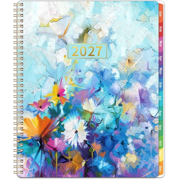 2027 Planner - 2027 Weekly and Monthly Calendar, Jan 2027 - Dec 2027, 8.5" x 11", Calendar Planner with Colorful Monthly Tabs, -wire Binding, Holidays, Pocket, Organization for Office, or School
