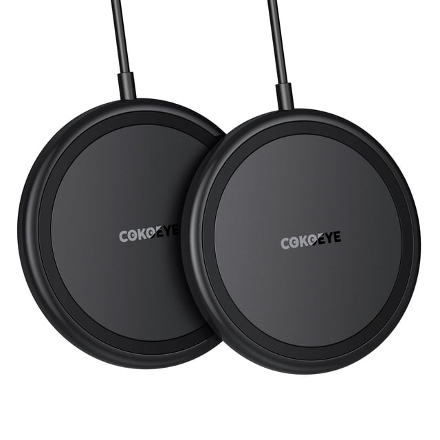 COKOEYE Cargador inalámbrico, almohadilla de carga inalámbrica rápida máxima de 15 W, paquete de 2, compatible con iPhone16/16Plus/16Pro /16ProMax/iPhone15/15Pro/15Plus/14/13/12/Samsung S24 /S24Ultra/