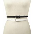 thumbnail image 1 of INCInternational Concepts Womens 2-for-1 Embossed Solid Belt (White/Black, L), 1 of 1
