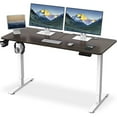 thumbnail image 1 of MotionGrey - 55 x 24 Inch Electric Motor Height Adjustable Standing Desk, Office Ergonomic Stand Up Desk, Adjustable Computer Sit Stand Desk Stand - White Frame Single Motor with Dark Brown Table Top, 1 of 8