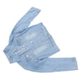 thumbnail image 4 of Chaqueta de manga larga con botones para mujer, informal, de moda, ajustada, con capucha desmontable para citas, azul claro, L, 4 of 15