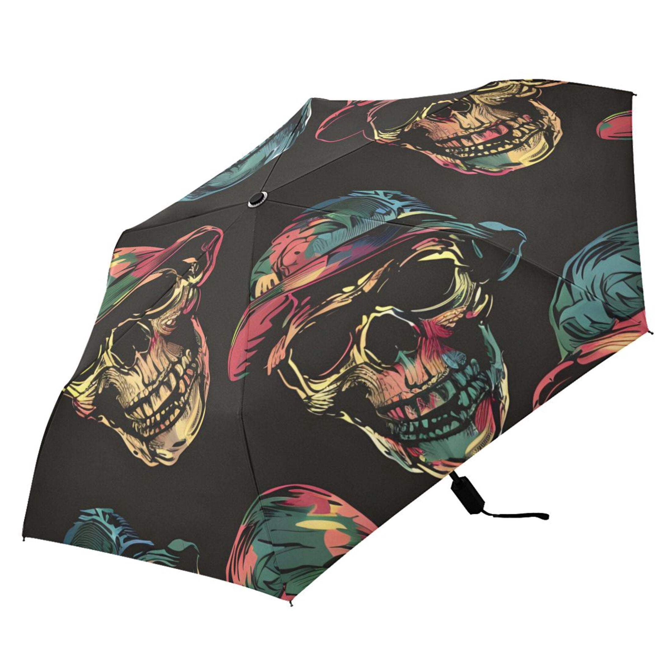 ALAZA Magic Skulls UPF 50+ Compact Folding Umbrella for Rain Travel Umbrella Packable