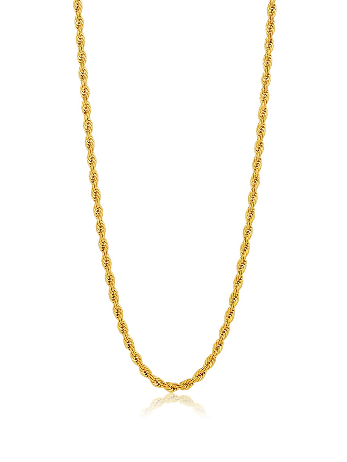 5.9mm 24k Yellow Gold Plated Stainless Steel Twisted Rope Chain Necklace, 30 inches