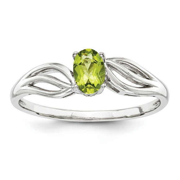 Sterling Silver Rhodium-plated Peridot Ring Size 10