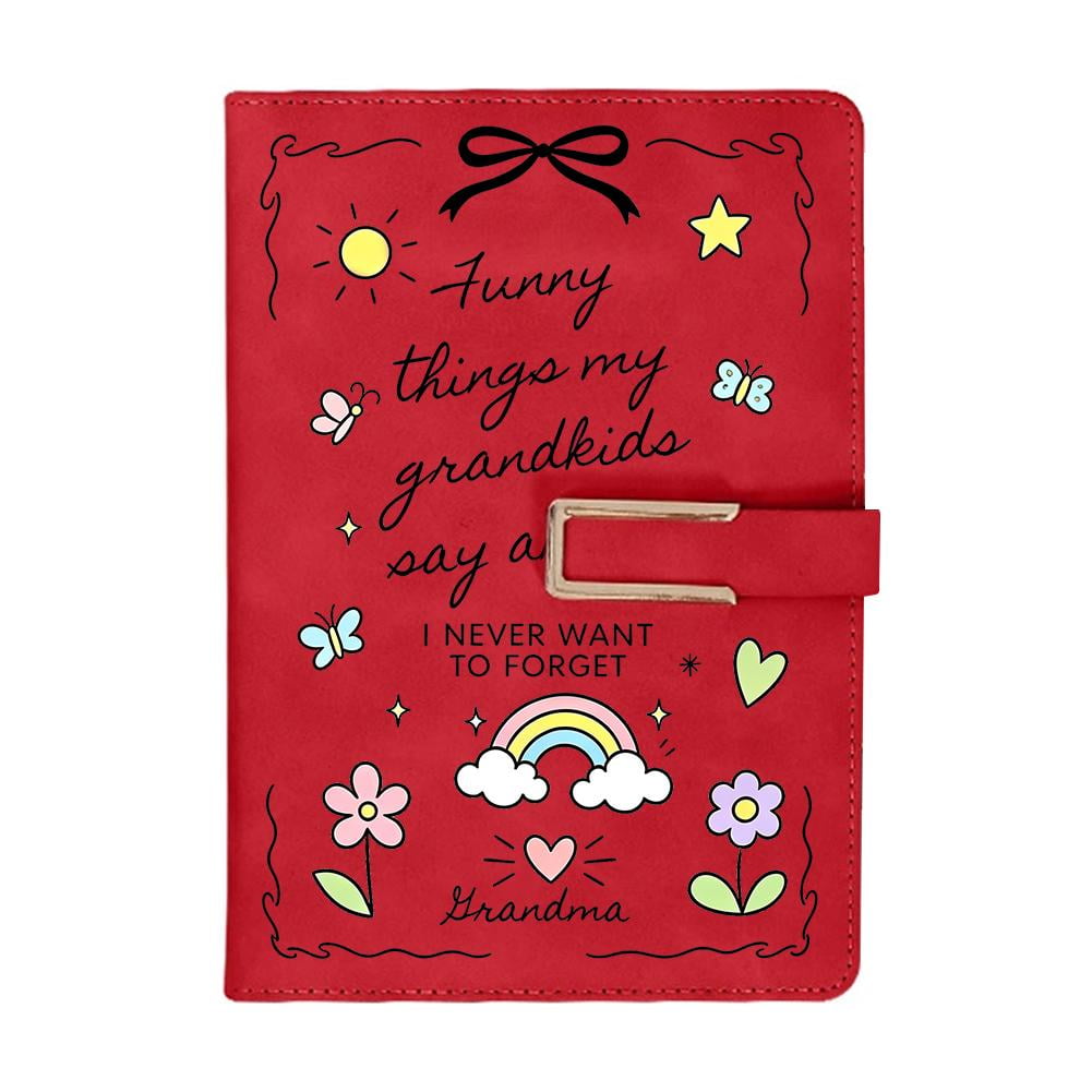 Grandma Journal Gifts Funny Things My Grandkids Say Leather Notebook, Memory Preservation Diary & Keepsake Gift for New Grandparents, Nana, Mimi Premium Soft PU Leather Cover