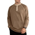 thumbnail image 4 of Timegard Long Sleeve Shirts for Men Collared Button V Neck Drop Shoulder Golf Shirts Fall Casual Loose Fitting Muscle Tee(Brown,XXXL), 4 of 5